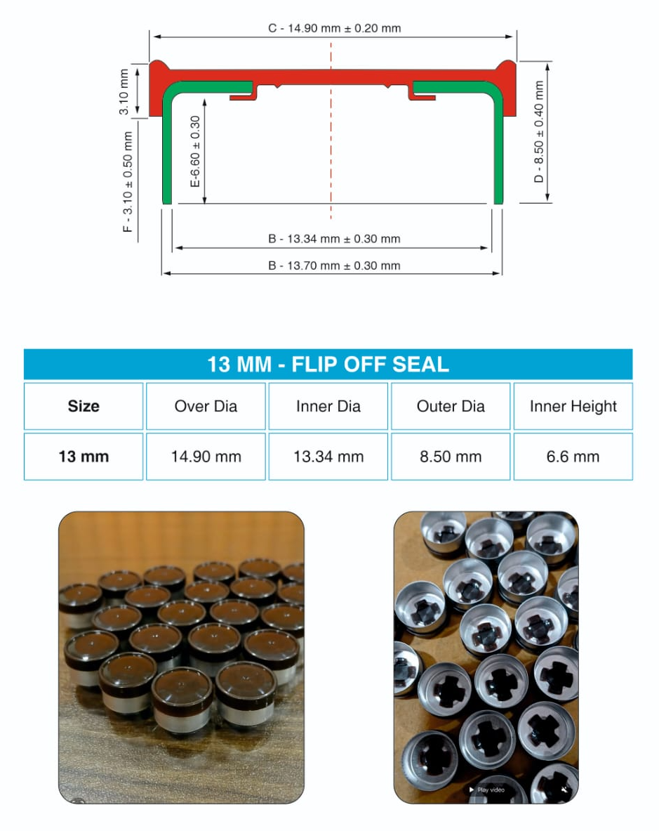 13 mm flip-off seal samples